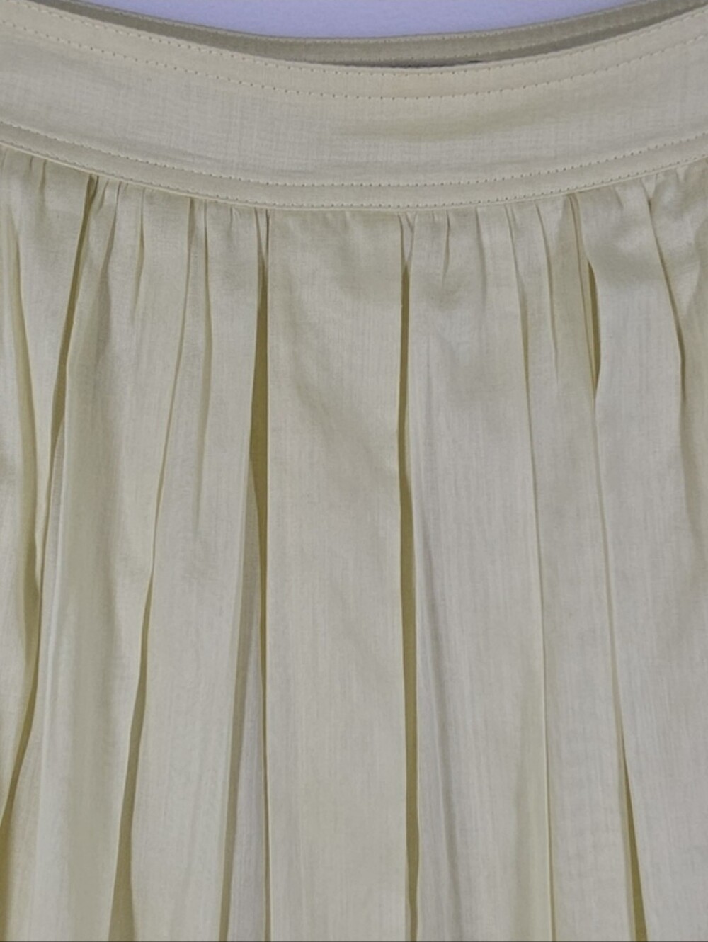 Burberry London Yellow Cotton Silk Trim Pleated Midi Skirt 10 Italy - Picture 3 of 14